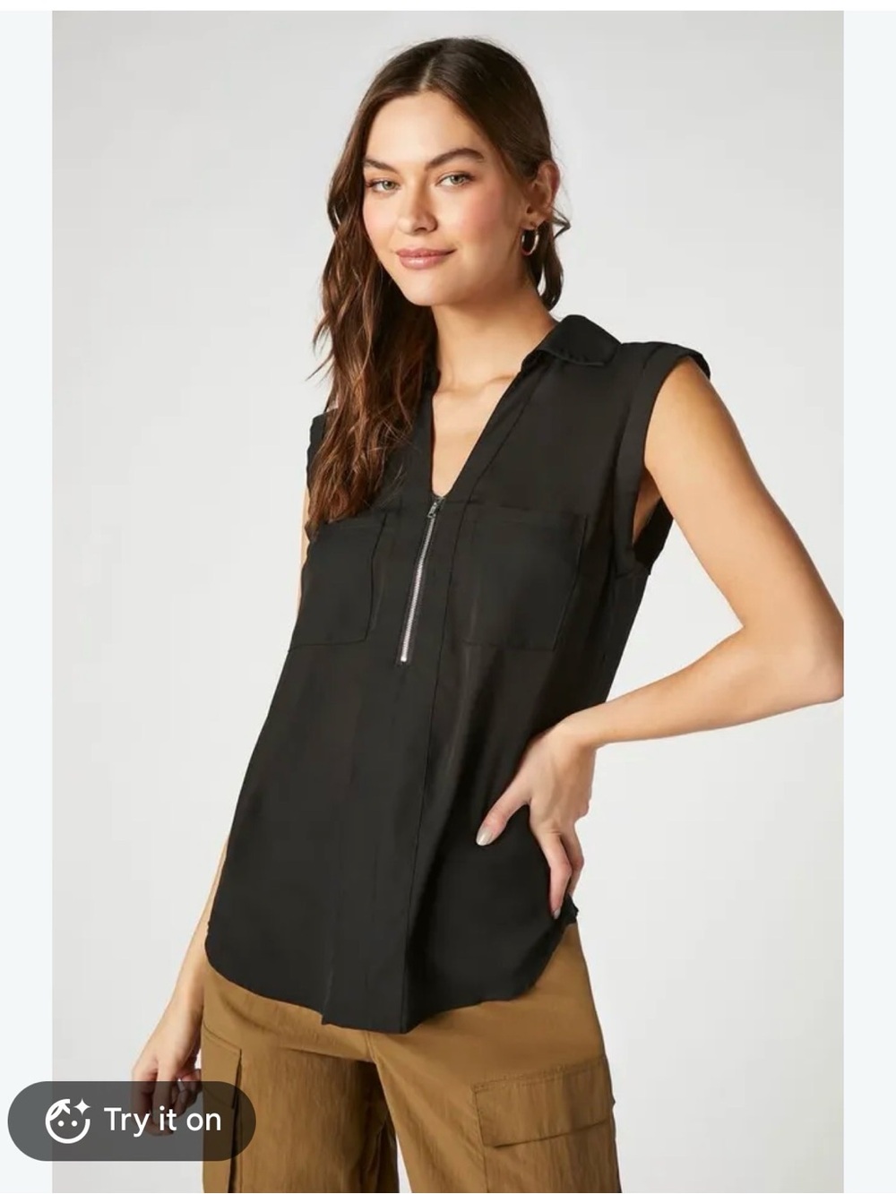 Express Black Sleeveless Zip-Front Camisole